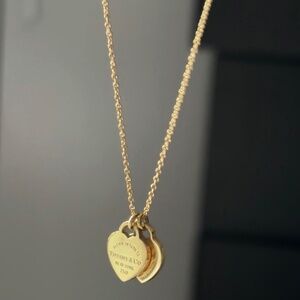 Tiffany and Co double heart gold necklace